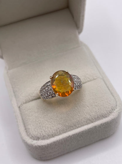 9ct gold opal and zircon ring