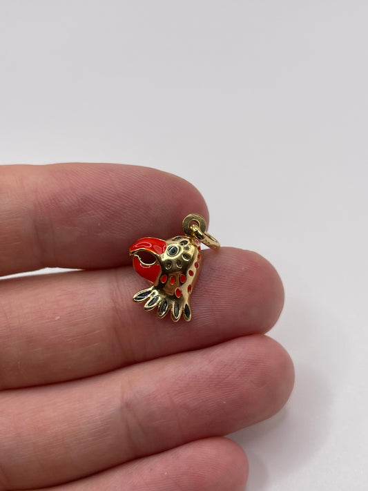 9ct gold enamel rooster charm
