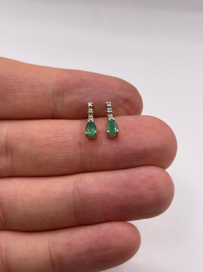 9ct gold emerald and diamond earrings