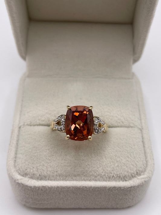 9ct gold tourmaline and diamond ring