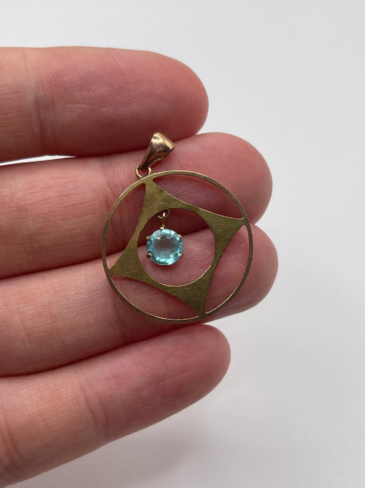 Antique 9ct gold paste pendant