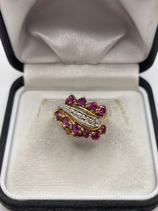 14ct gold ruby and diamond ring