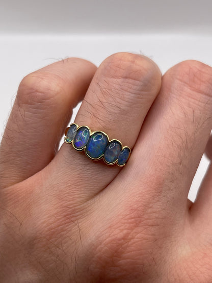 9ct gold black opal triplet ring