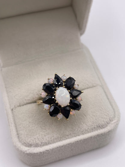 9ct gold opal and sapphire ring