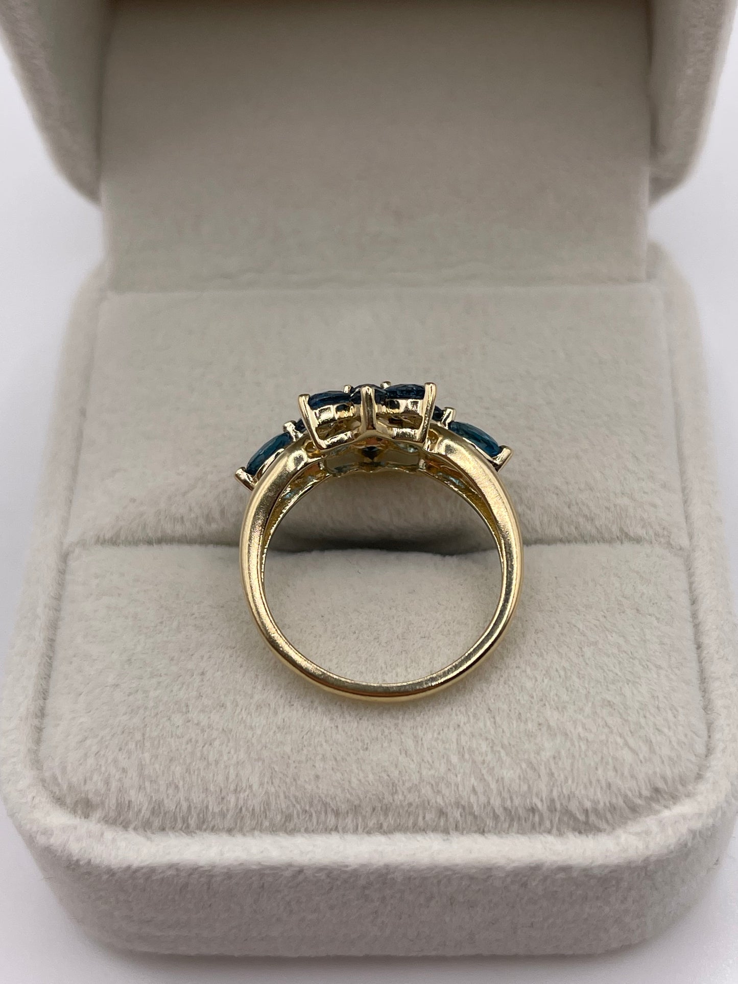 9ct gold blue topaz and diamond ring
