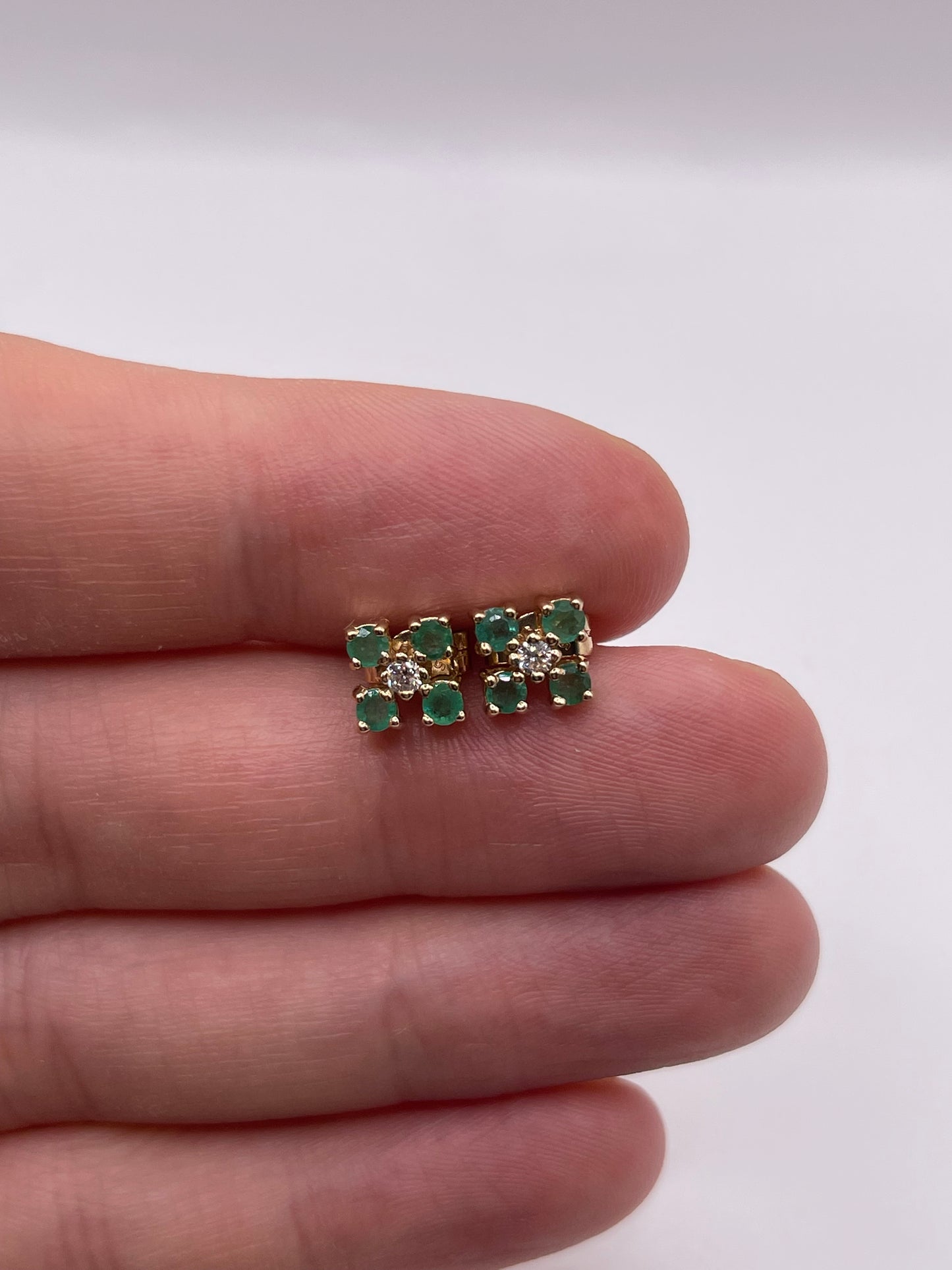9ct gold emerald and diamond earrings