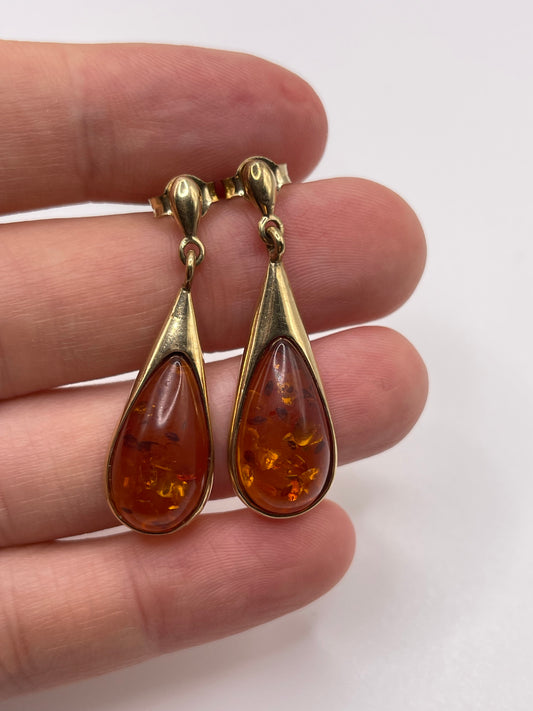 9ct gold amber earrings