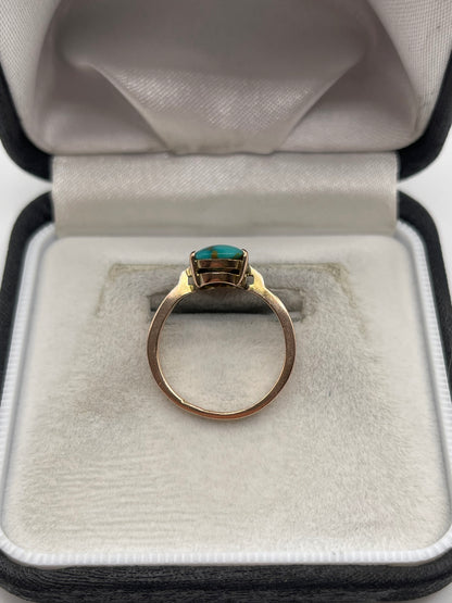 Antique 9ct rose gold turquoise ring