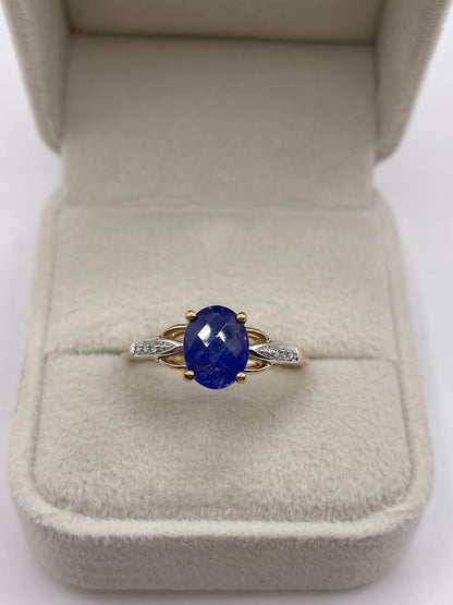 9ct gold tanzanite and diamond ring