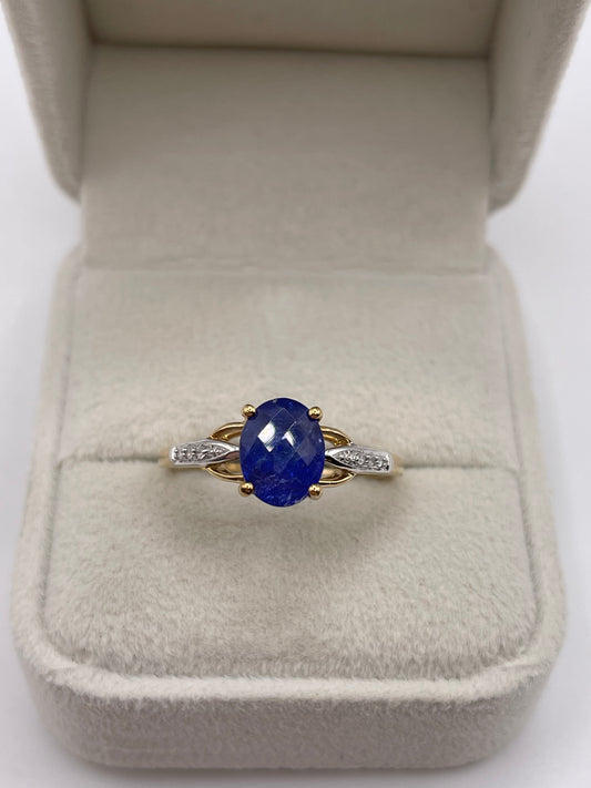 9ct gold tanzanite and diamond ring