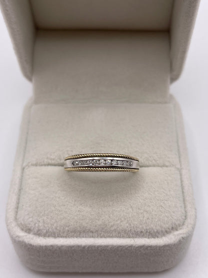 9ct two tone gold diamond ring