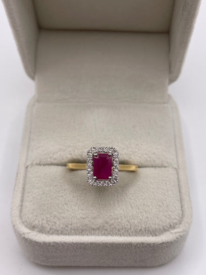 18ct gold ruby and diamond ring