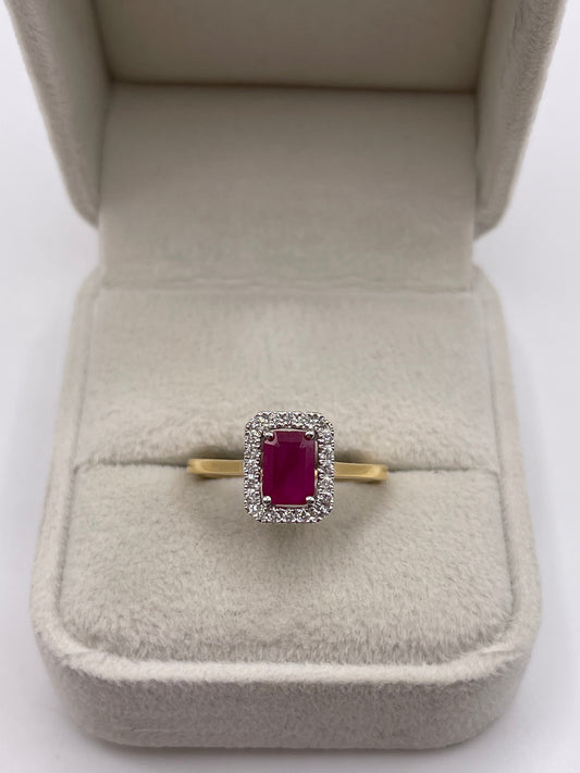 18ct gold ruby and diamond ring