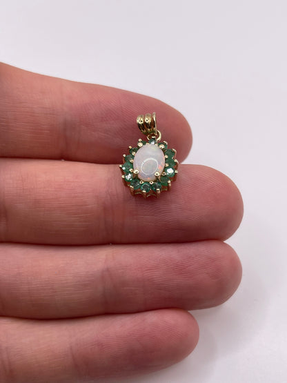 9ct gold opal and emerald pendant