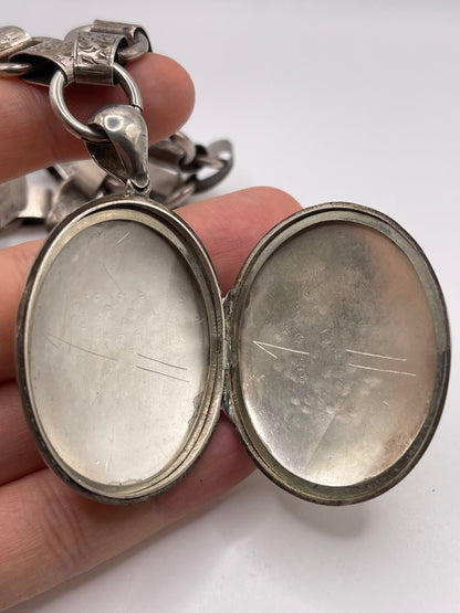 Antique silver collar and locket