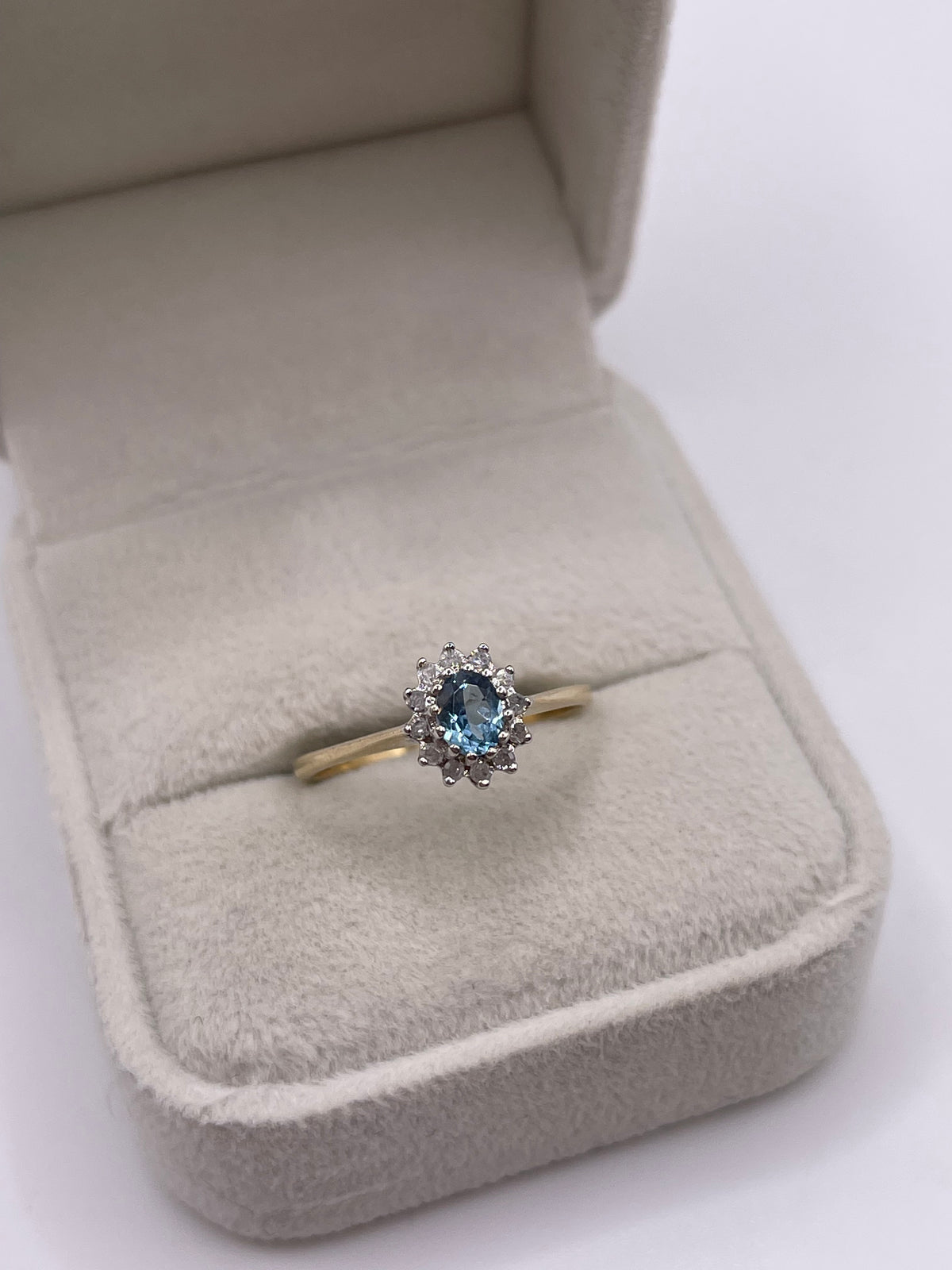 9ct gold topaz and diamond ring
