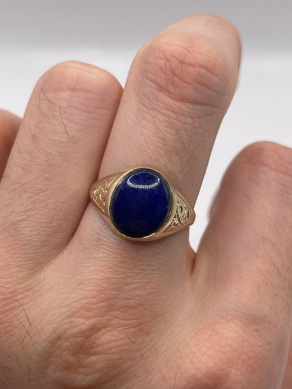 9ct gold lapis lazuli signet ring