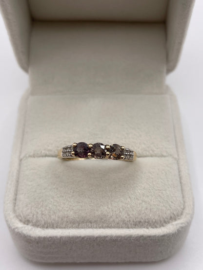 9ct gold quartz and diamond ring