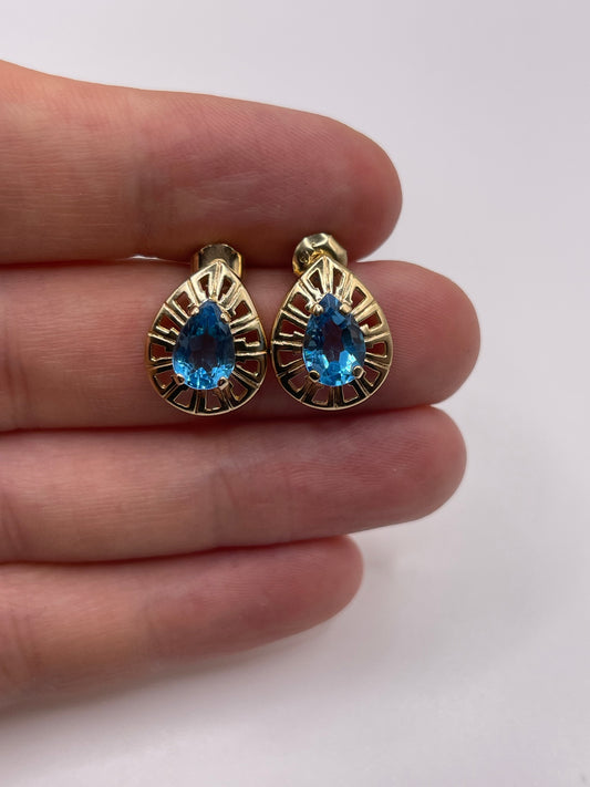 9ct gold blue topaz earrings