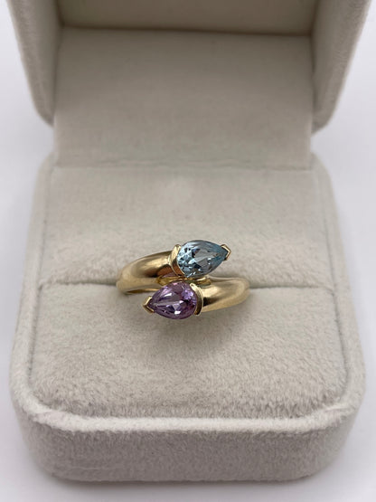 9ct gold amethyst and topaz ring