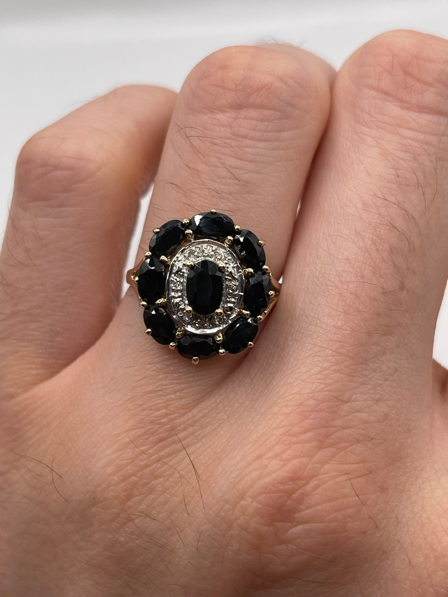 9ct gold sapphire and diamond ring