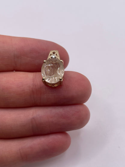 9ct gold rutile quartz and diamond pendant