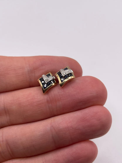 9ct gold sapphire and diamond earrings