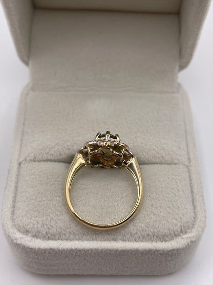 9ct gold quartz and diamond ring