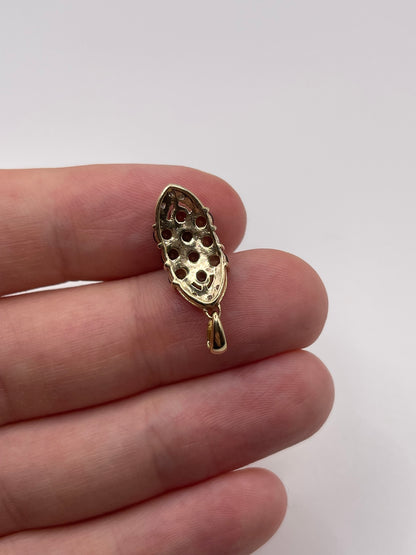 9ct gold quartz and diamond pendant