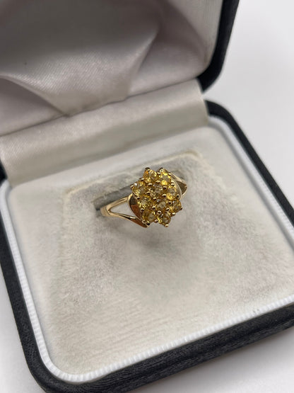9ct gold citrine cluster ring