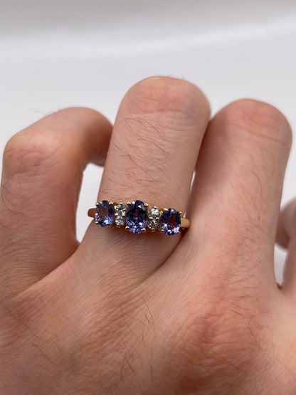 9ct gold tanzanite and zircon ring