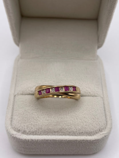 9ct gold ruby and diamond ring
