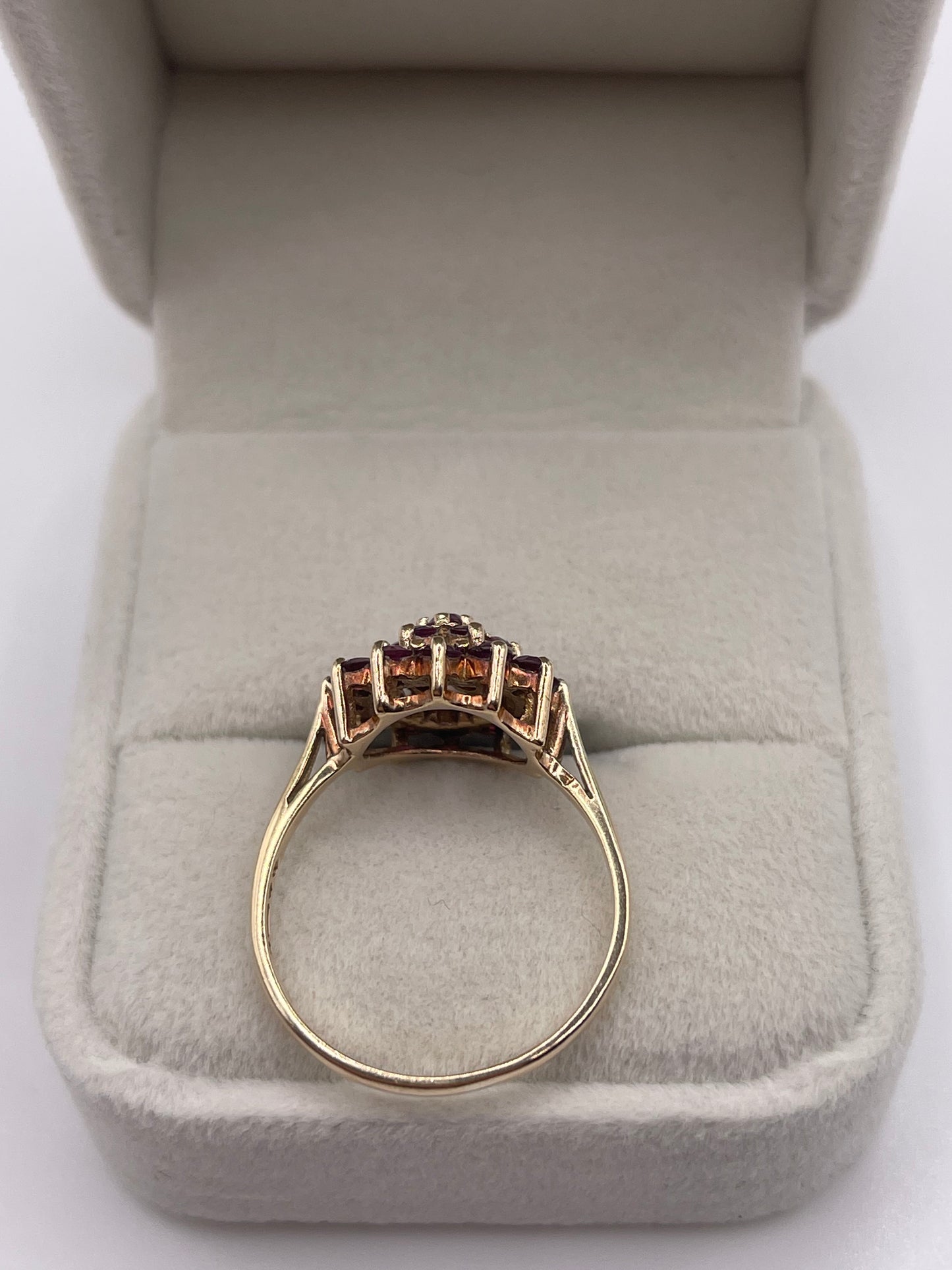 9ct gold ruby cluster ring