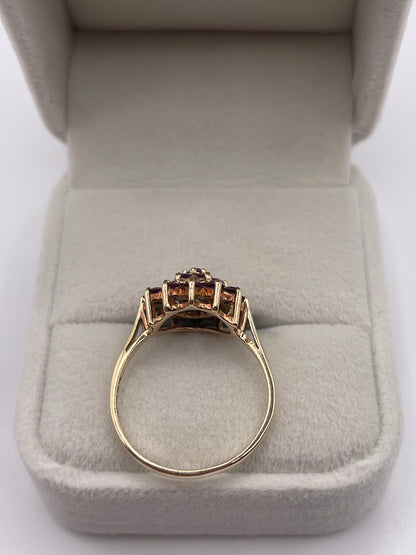 9ct gold ruby cluster ring