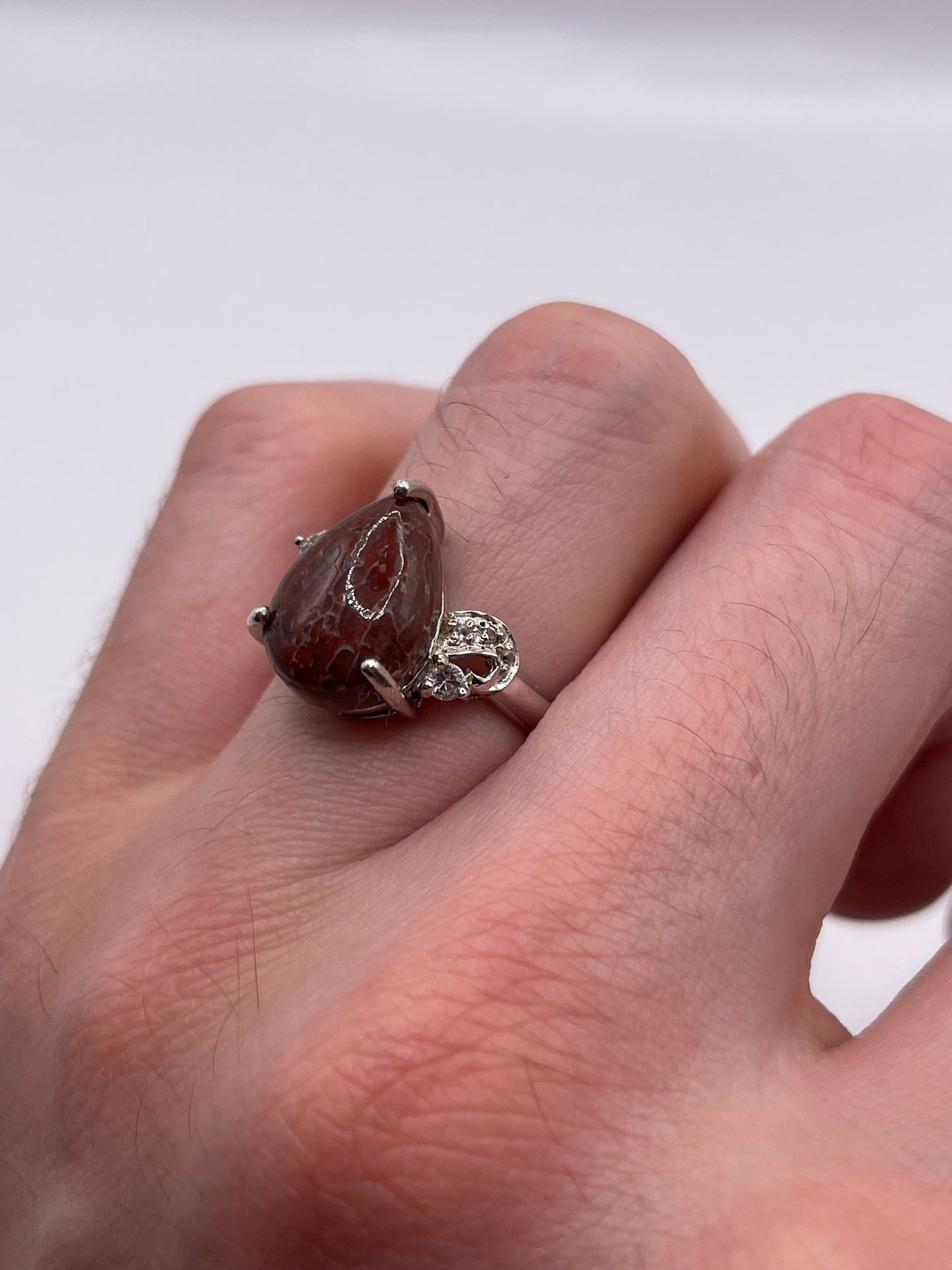 Silver gemstone ring