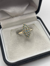 Load image into Gallery viewer, 9ct gold blue topaz cluster navette ring
