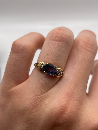 9ct gold iolite and diamond ring