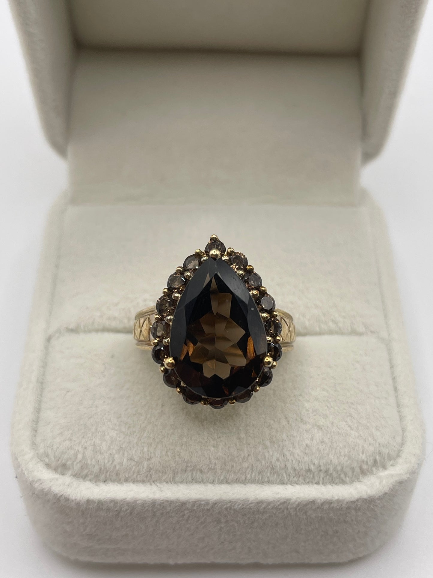 9ct gold Smokey quartz cluster ring