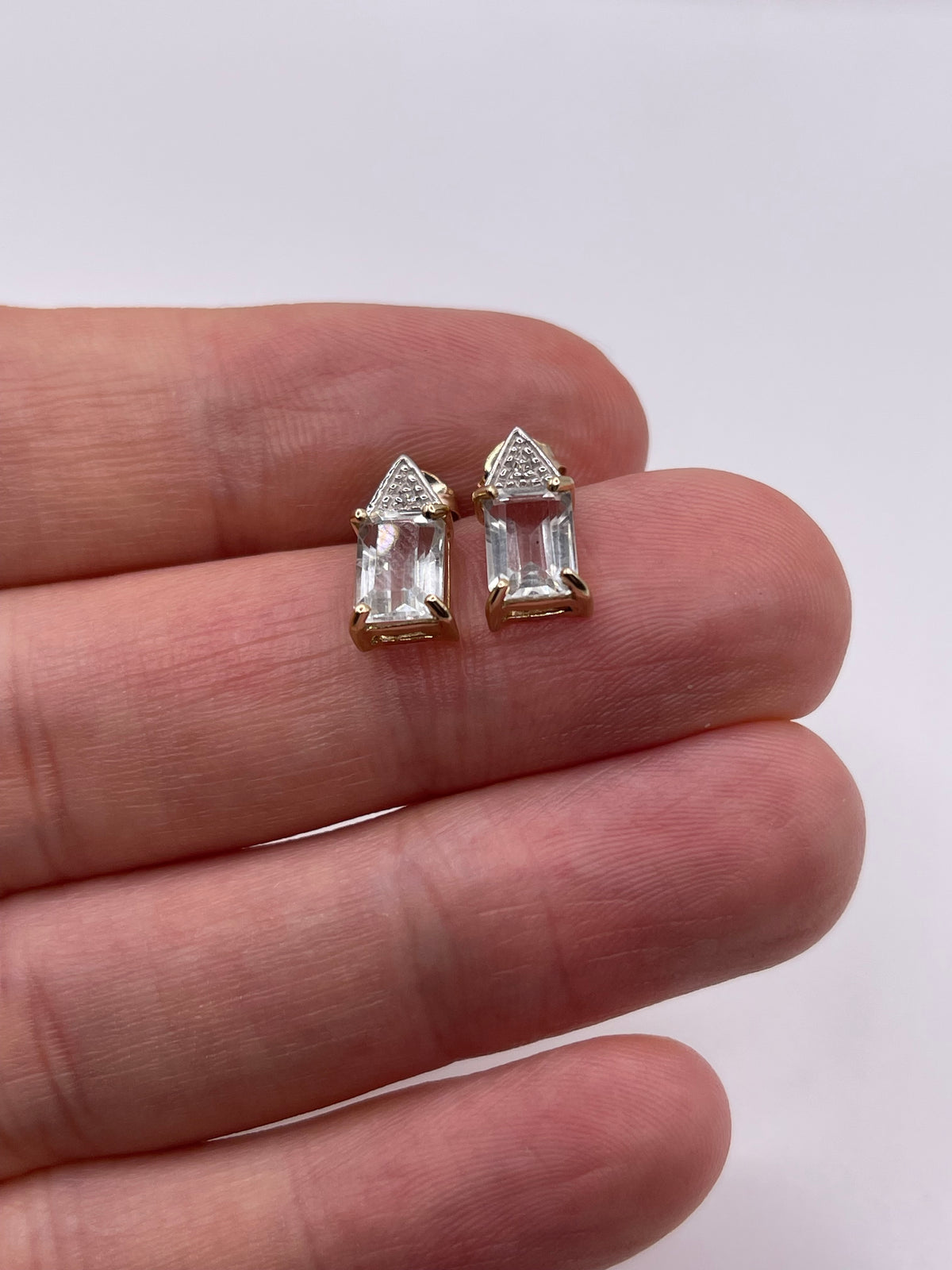 9ct gold green amethyst and diamond earrings