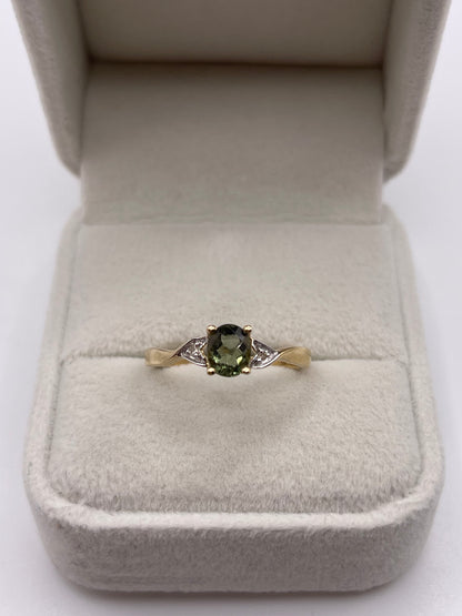 9ct gold tourmaline and diamond ring