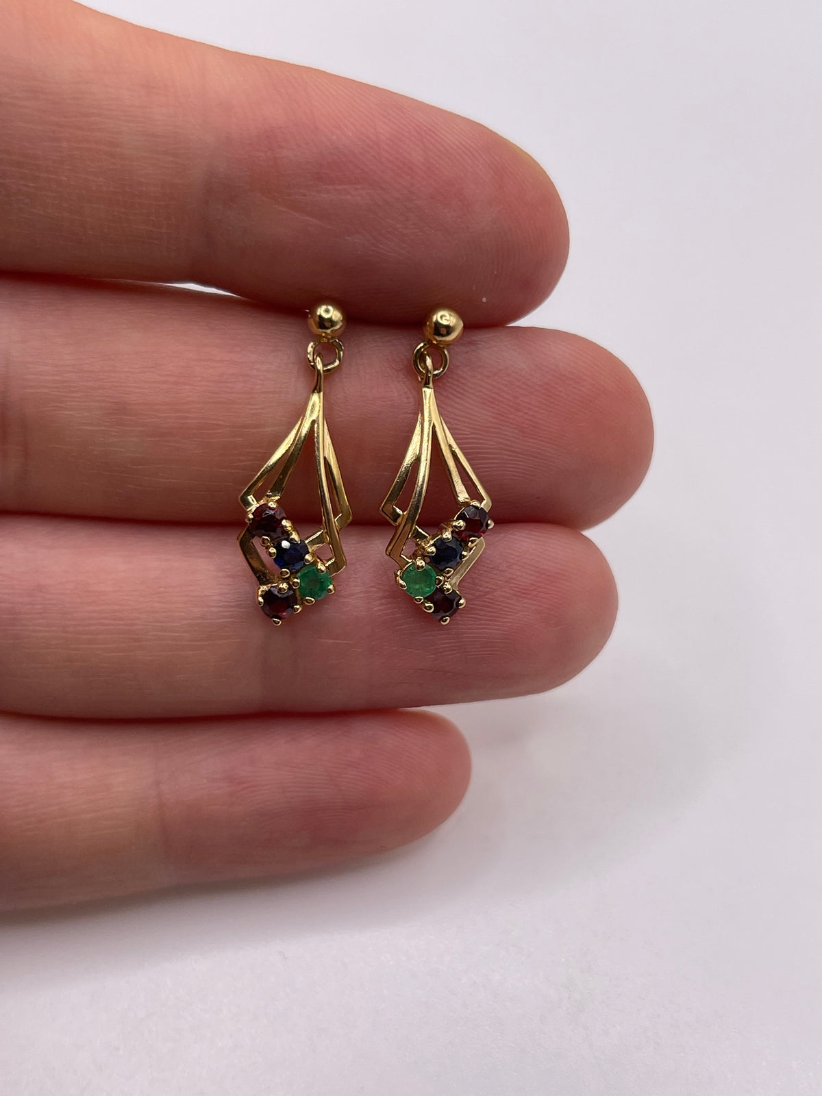 9ct gold multi gemstone earrings
