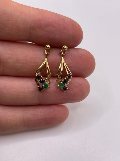 9ct gold multi gemstone earrings