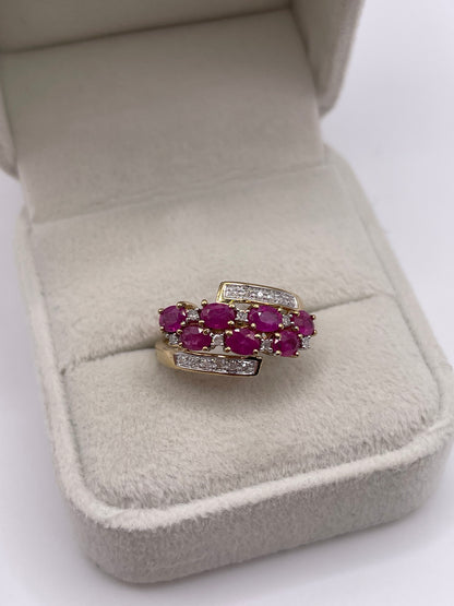 9ct gold ruby and diamond ring