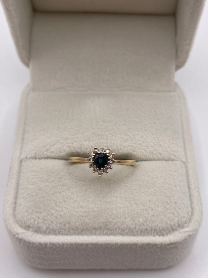 9ct gold sapphire and diamond ring