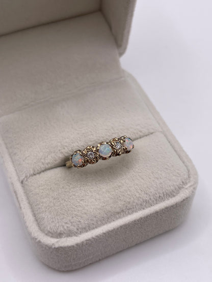 9ct gold opal and diamond ring