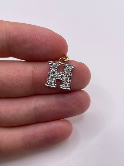 9ct gold cz initial H pendant