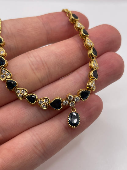14ct gold sapphire and diamond necklace