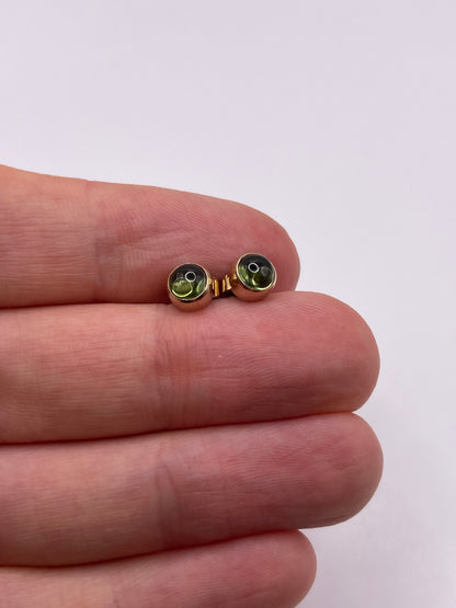 9ct gold cabochon peridot earrings