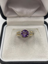 Load image into Gallery viewer, 9ct gold amethyst and diamond ring
