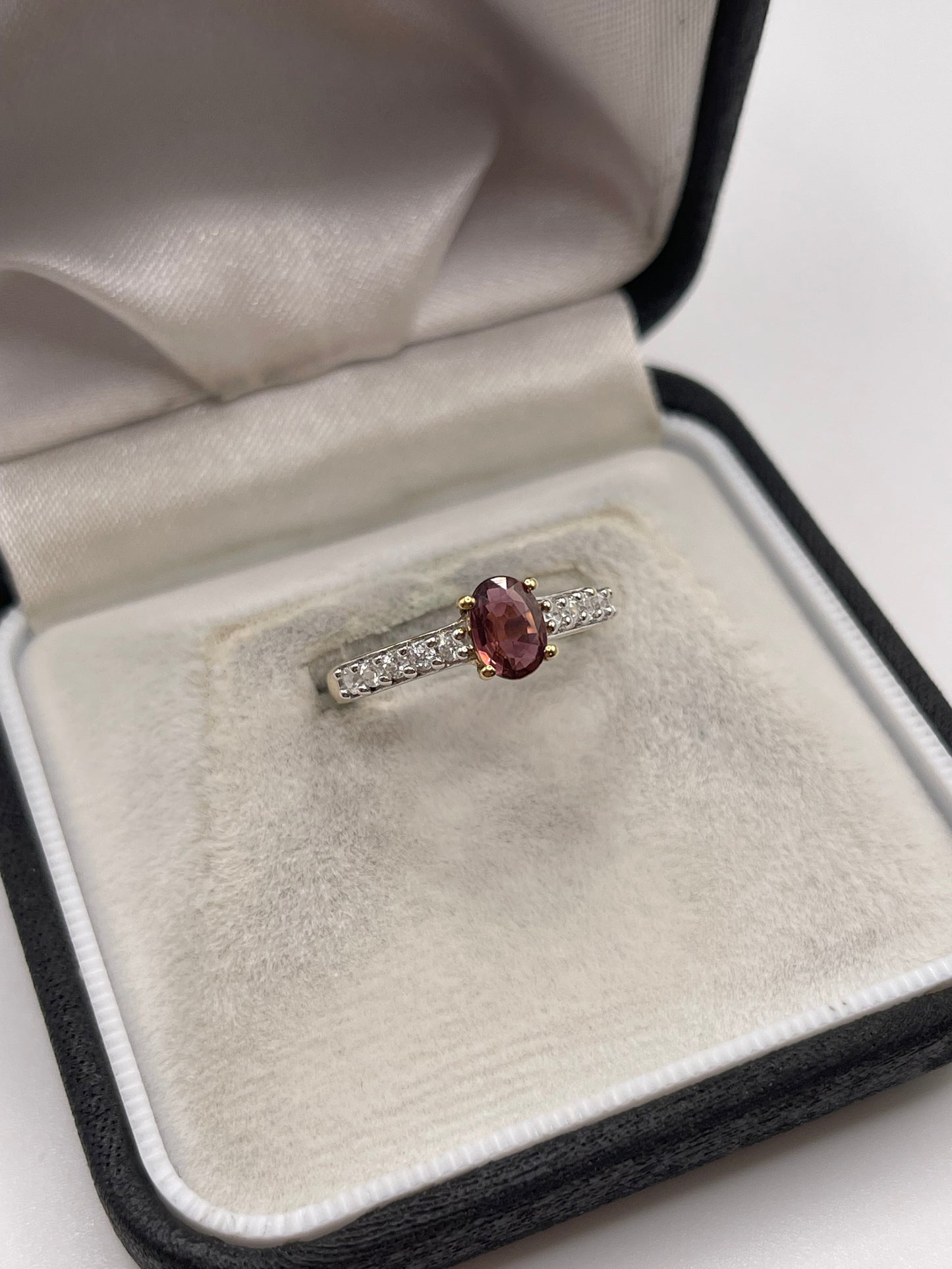 9ct gold tourmaline and zircon ring
